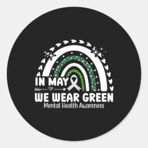 Geestelijke gezondheidsproblemen We Draag groene g Ronde Sticker