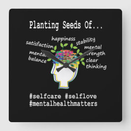 Geestelijke gezondheidsvoorlichting vierkante klok