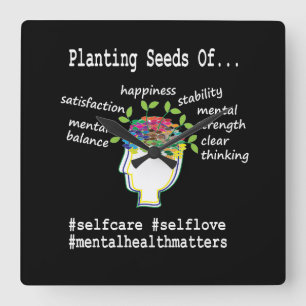 Geestelijke gezondheidsvoorlichting vierkante klok