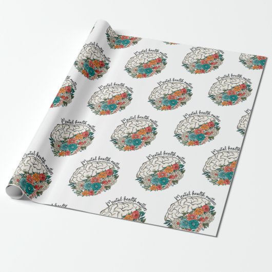 Geestelijke gezondheidszaken Bloemenhersenen Geest Cadeaupapier (Uitgerold)