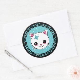 Geestelijke gezondheidszaken Kawaii Cat Ronde Sticker