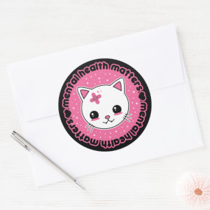 Geestelijke gezondheidszaken Kawaii Cat Ronde Sticker