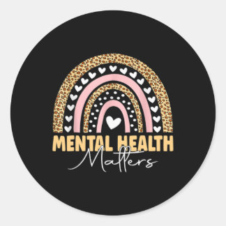 Geestelijke gezondheidszaken Leopard Boho Rainbow  Ronde Sticker