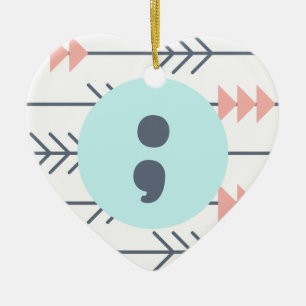 Geestelijke gezondheidszorg, hart-puntkomma-herste keramisch ornament