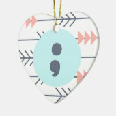 Geestelijke gezondheidszorg, hart-puntkomma-herste keramisch ornament (Links)