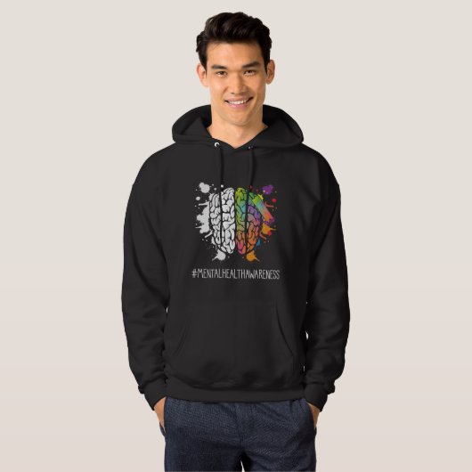 Geestelijke ziekte van Bewustzijn Kleurrijk Brain Hoodie (Voorkant volledig)