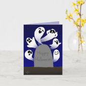 Geesten achter Tombstone Halloween Kaart (Gele Bloem)