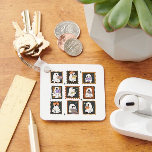 Geesten die boeken lezen Halloween Vintage Sleutelhanger (Bureau)