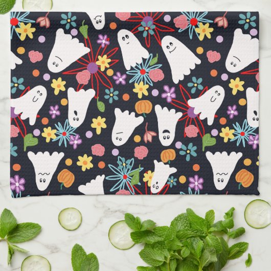 Geesten en bloemen theedoek (Gevouwen)