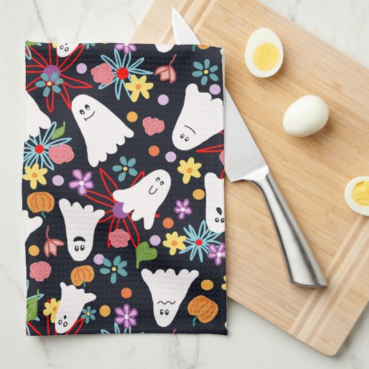 Geesten en bloemen theedoek (Quarter Fold)