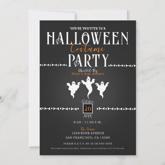Geesten en Botten Halloween Kostuum Party Kaart (Voorkant)