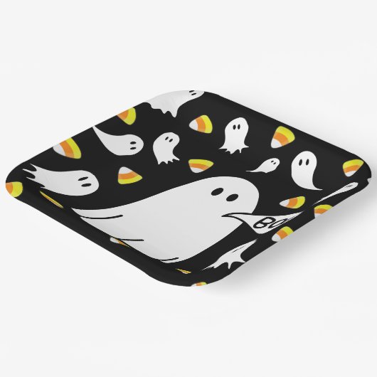 Geesten en Candy Corn Papieren Bordje (Gebogen)