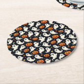 Geesten en Jack O'Lanterns Ronde Kartonnen Onderzetter (Gebogen)
