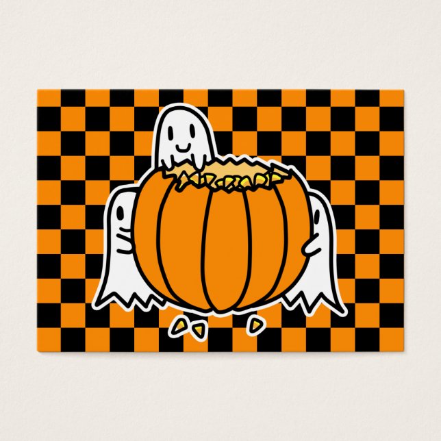 Geesten en Pompoen Halloween kaart (Voorkant)