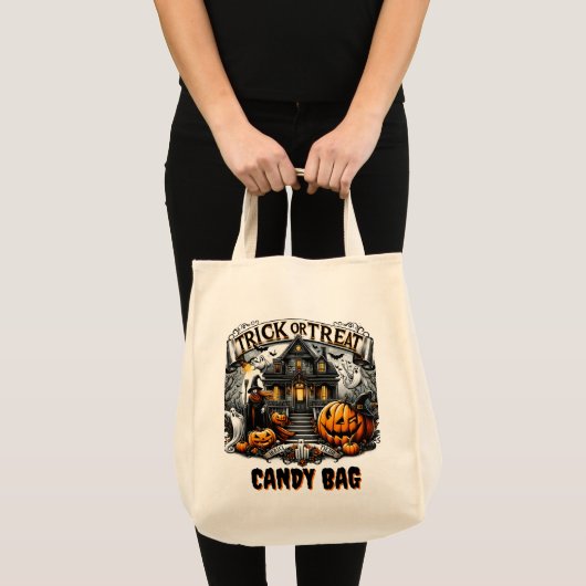 Geesten en pompoenen tijdens Halloween Tote Bag (Voorkant (product))
