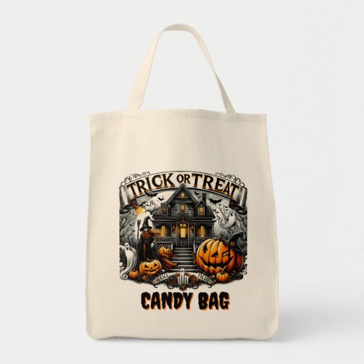 Geesten en pompoenen tijdens Halloween Tote Bag (Voorkant)