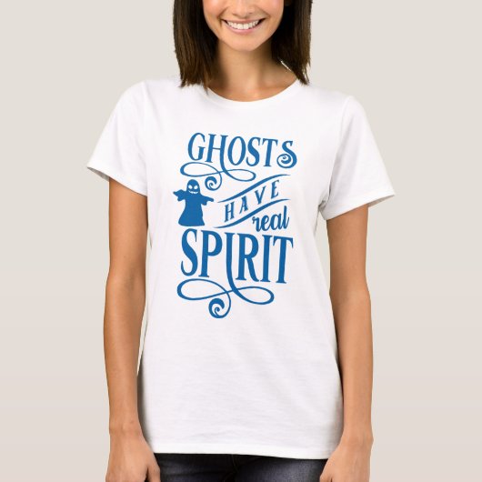 Geesten hebben echte geest blauw & wit halloween t-shirt (Voorkant)