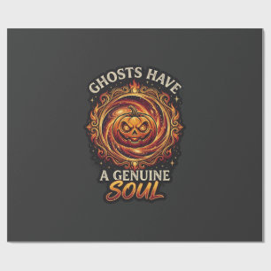 Geesten Hebben Echte Ziel Haloween Pompoen Vuur Sw Cadeaupapier
