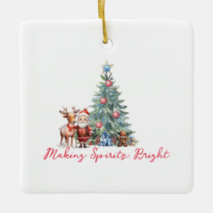 Geesten helder maken met schattige kerstman keramisch ornament
