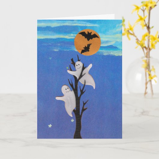 Geesten in een Tree Halloween Kaart (Gele Bloem)