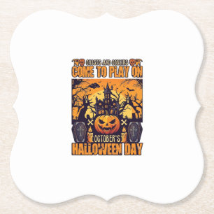 Geesten Kobolden Halloween Kom Spelen Oktober Gehe Kartonnen Onderzetters