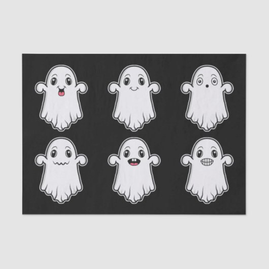 Geesten met verschillende gezichten Leuk Halloween Tissuepapier (Voorkant)