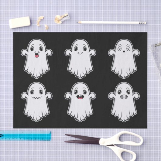 Geesten met verschillende gezichten Leuk Halloween Tissuepapier (Craft)
