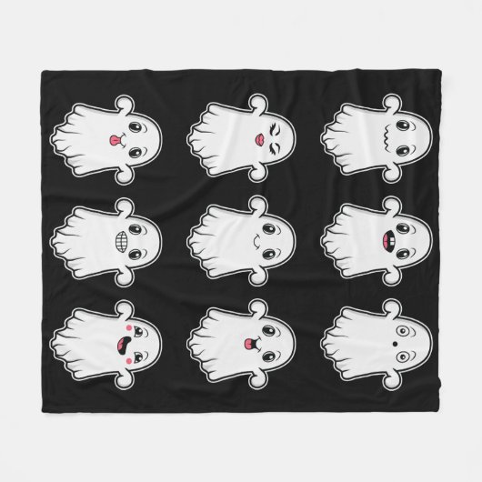 Geesten met verschillende gezichtsuitdrukkingen Ha Fleece Deken (Voorkant (Horizontaal))