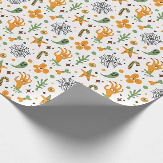 Geesten, schedels en Botten Spooky Halloween Cadeaupapier (Hoek)