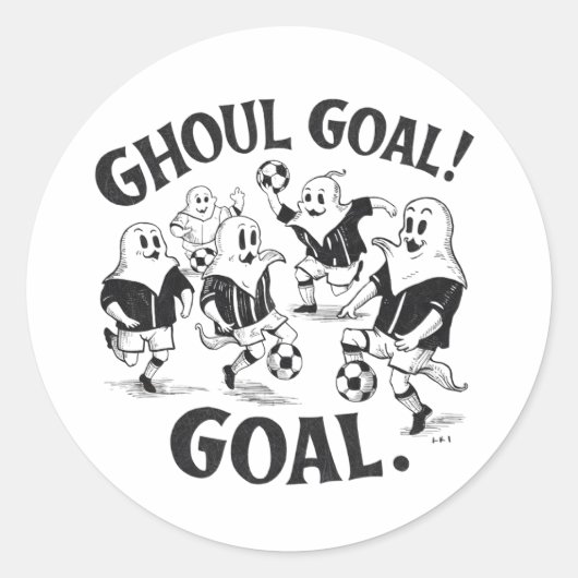 Geesten spelen een spelletje voetbal ronde sticker (Voorkant)