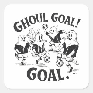 Geesten spelen een spelletje voetbal vierkante sticker