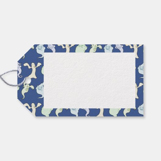 Geesten spookten Halloween Pixel Art Patroon Cadeaulabel (Achterkant Horizontaal)