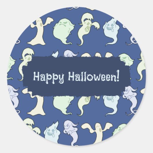 Geesten spookten Halloween Pixel Art Patroon Ronde Sticker (Voorkant)