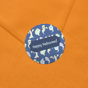 Geesten spookten Halloween Pixel Art Patroon Ronde Sticker