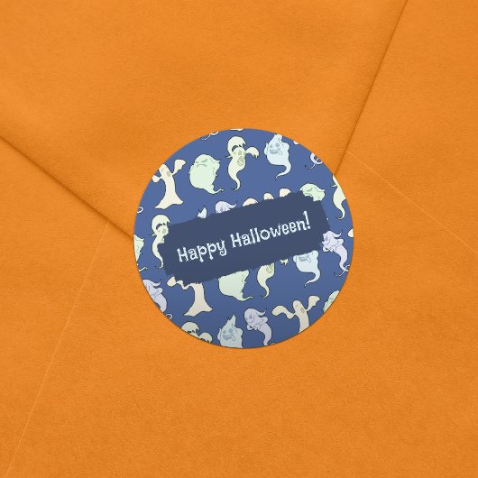 Geesten spookten Halloween Pixel Art Patroon Ronde Sticker