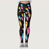 Geesten Sterren Zwart Bold Pastel Kleurrijke Hallo Leggings (Voorkant)