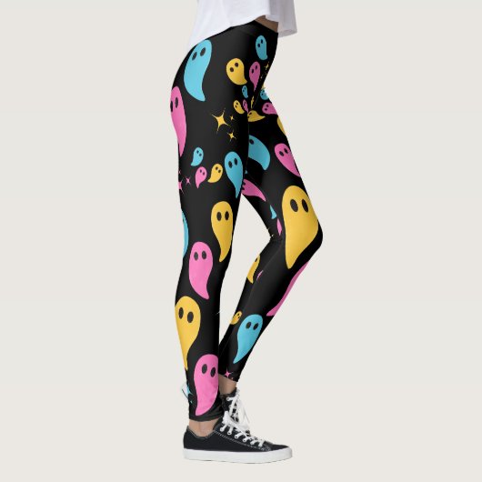 Geesten Sterren Zwart Bold Pastel Kleurrijke Hallo Leggings (Rechts)
