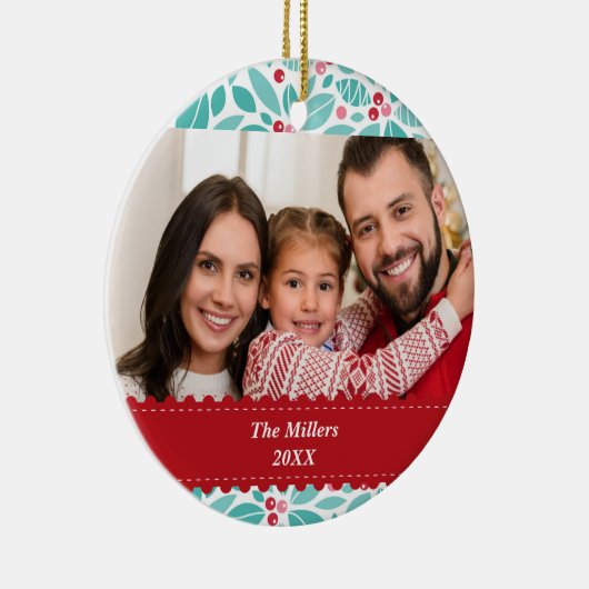 Geesten van Holly Red Ribbon Custom Photo Keramisch Ornament (Rechts)