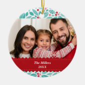 Geesten van Holly Red Ribbon Custom Photo Keramisch Ornament (Voorkant)