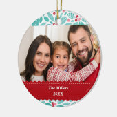 Geesten van Holly Red Ribbon Custom Photo Keramisch Ornament (Links)