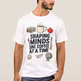 Geesten vormen, één kopje koffie per keer, leraren t-shirt