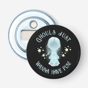 "Geesten Willen Alleen Maar Pret Hebben!" Grappige Button Flesopener