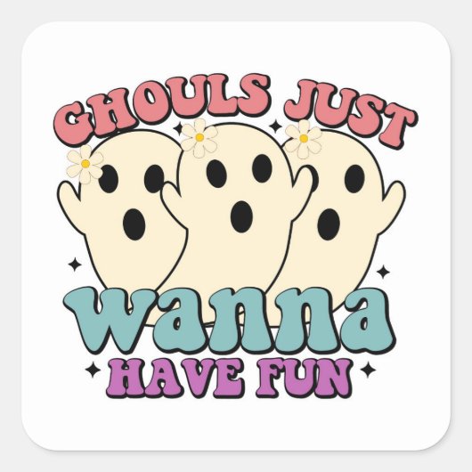 Geesten Willen Gewoon Leuke Schattige Halloween Vierkante Sticker (Voorkant)