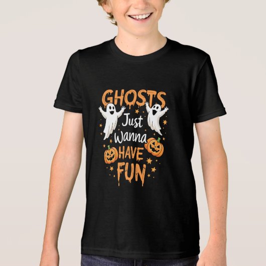 Geesten willen gewoon plezier hebben Spooky Hallow Tri-Blend Shirt (Voorkant)
