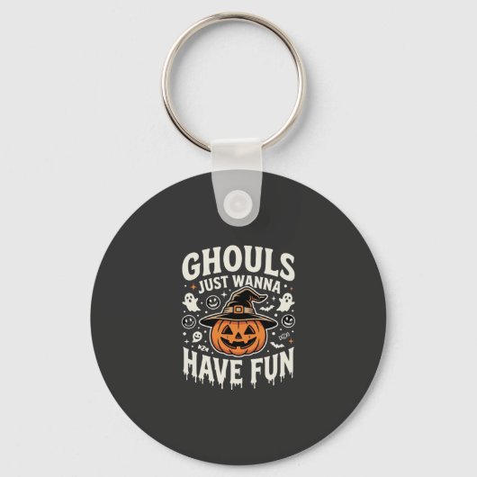 Geesten Willen Gewoon Pret Hebben Halloween Pompoe Sleutelhanger (Voorkant)