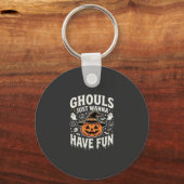 Geesten Willen Gewoon Pret Hebben Halloween Pompoe Sleutelhanger (Voorkant)