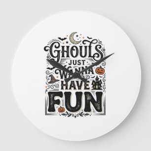 Geesten Willen Gewoon Pret Hebben Halloween Vector Grote Klok