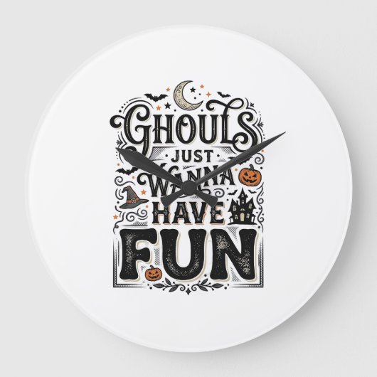 Geesten Willen Gewoon Pret Hebben Halloween Vector Grote Klok (Voorkant)