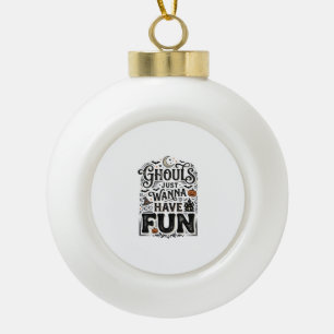 Geesten Willen Gewoon Pret Hebben Halloween Vector Keramische Bal Ornament