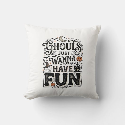Geesten Willen Gewoon Pret Hebben Halloween Vector Kussen (Voorkant)